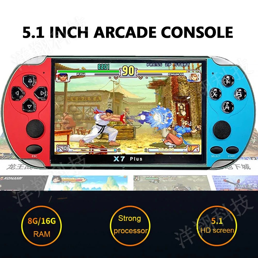 X7 Plus Handheld Game Console 5.1 Inch HD Screen Retro Games